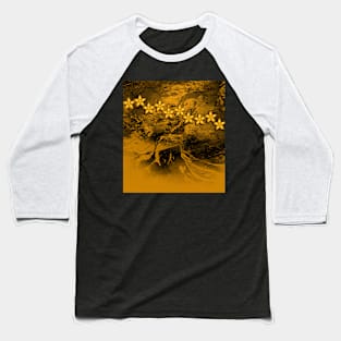 Orange flowers in an abstract grunge landscape Baseball T-Shirt
